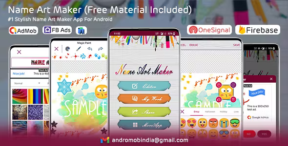 Name Art Maker Android App (Materials Included) – Admob & FAN