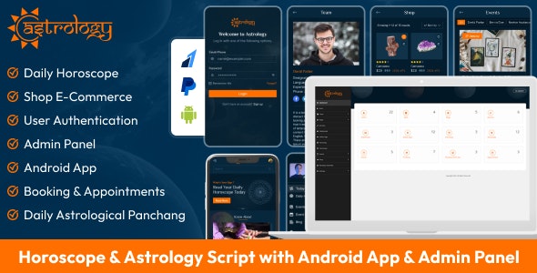 Horoscope and Astrology script with Android App  Admin Panel