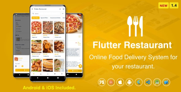 Flutter Restaurant ( Online Food Delivery System For iOS and Android )