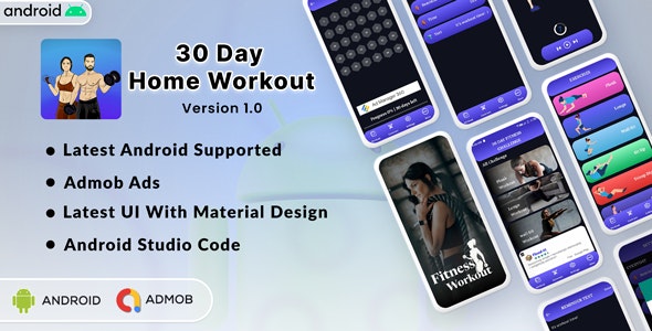 30 Days Home Workout |Full Android App | Admob Ads