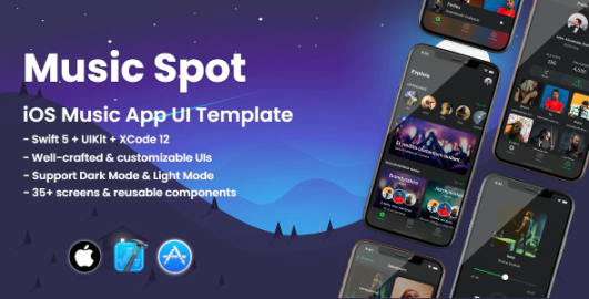 Music Spot – Mobile iOS Music Streaming UI Template