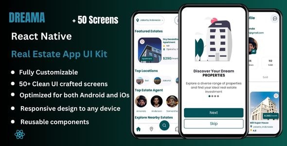 Dreama – Real Estate App Template UI KIT | React Native