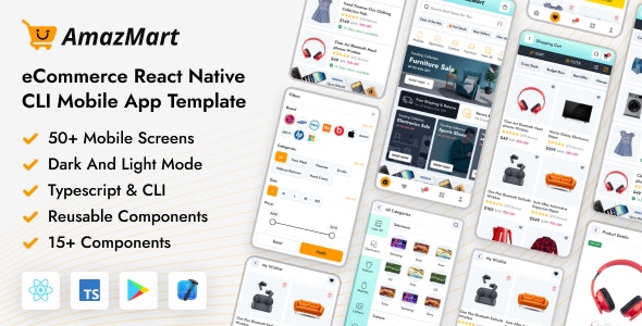 AmazMart – React Native CLI eCommerce Mobile App Template