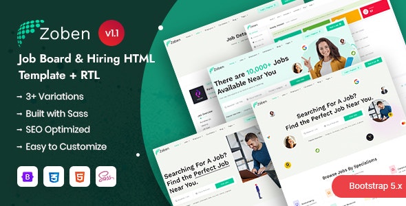 Zoben – Job Board & Hiring HTML Template