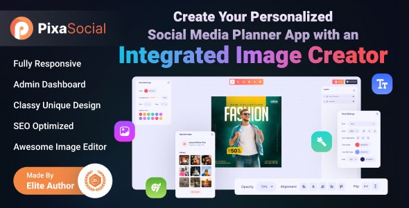 PixaSocial – SAAS Application for Social Media Scheduling with Built-In Image Editor 0.3