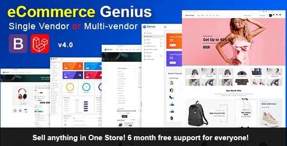 eCommerce Genius –  Laravel Single and Multi vendor eCommerce Store