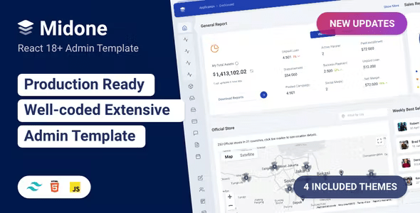 Midone – React Admin Dashboard Template + HTML Version 2.0.0