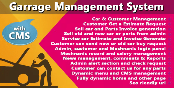 Garage or Workshop Management System With CMS