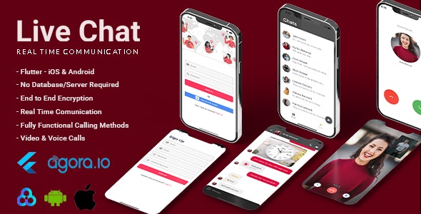 LiveChat – Flutter RealTime Chat App with No Database | Video & Voice Calling | Android & iOS