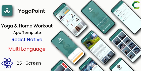 Yoga  Home Workout App Template in React Native | Fitness App Template in React Native | YogaPoint