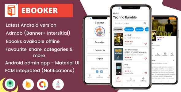 Ebooker – Android Ebooks App (PDF, Firebase, Material Design, Admin Panel, Admob, FCM)