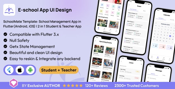 SchoolMate Template: School Management App in Flutter(Android, iOS) | 2 in 1 Student  Teacher App