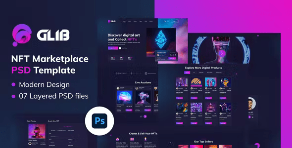 Glib | NFT Marketplace Elementor Pro Template Kit