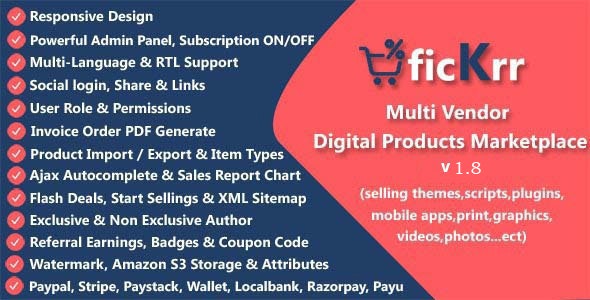 ficKrr – Multivendor Digital Marketplace With Subscription 4.1