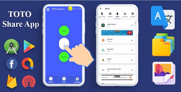 TOTO – Share App – Share Files – Admob Ads – Sharing App – Onesignal Notification