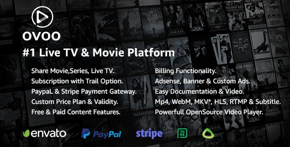 OVOO – Live TV & Movie Portal CMS with Membership System 3.3.3