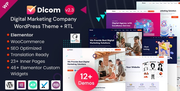 Dicom – IT Startup  SEO Marketing Services WordPress Theme