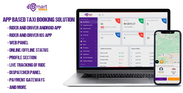 Smartwaka – Complete solution like Uber with webpanel