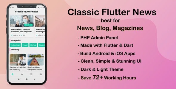 Classic Flutter News App best for News, Blog and Magazines