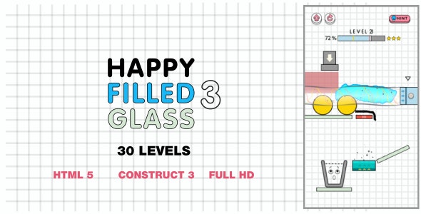 Happy Filled Glass 3 – HTML5 Game (Construct3)