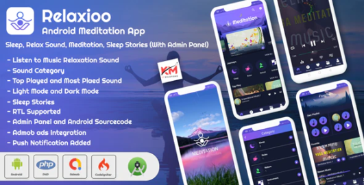 Relaxioo – Android App Relaxation & Meditation Music Application with Admin Panel