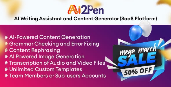 Ai2Pen – AI Writing Assistant and Content Generator (SaaS Platform) 5.1 [Extended Version]