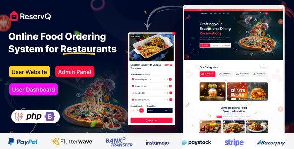 Reservq – Online Food Ordering System for Restaurants Laravel Script 2.0