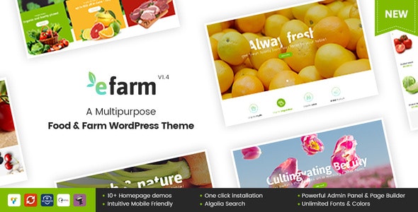 eFarm – A Multipurpose Food  Farm WordPress Theme