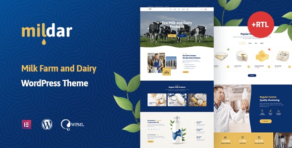 Mildar – Dairy Farm  Milk WordPress Theme + RTL