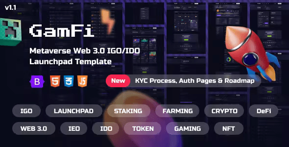 GamFi – Metaverse Web3 IGO Launchpad HTML5 Template