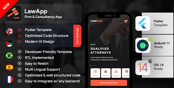 Law Android App + Law iOS App | FLUTTER 2 | LawApp | Lawyers App