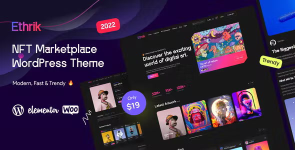 Ethrik – Creative  NFT Affiliate WordPress Theme 1.1.7