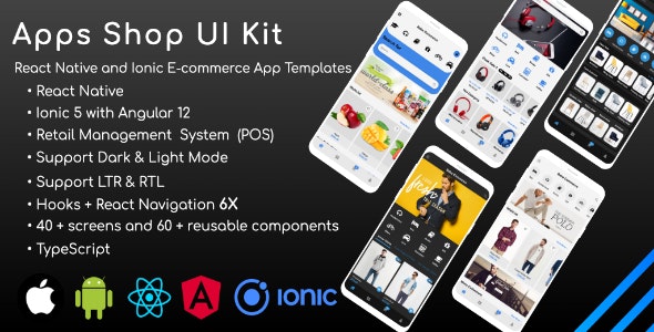 Apps Shop UI kit (POS) – React Native  Ionic Angular E-Commerce Templates (Grocery,Food, Fashion)