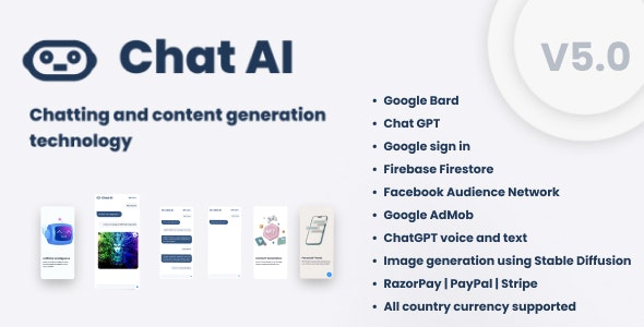 Chat Ai – Google Bard and Chat GPT 3.5 Turbo and Stable Diffusion Ai Flutter App