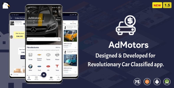 AdMotors For Car Classified BuySell Android App with Chat