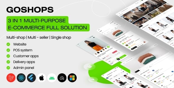 Goshops – Multi-purpose e-commerce marketplace (Website + Customer/Courier apps + POS +Admin panel)