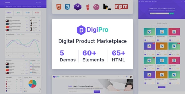 DigiPro – Digital Marketplace HTML Template with Dashboard