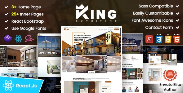 KingArchitect | Property Portfolio  Real Estate React Template – No JQuery