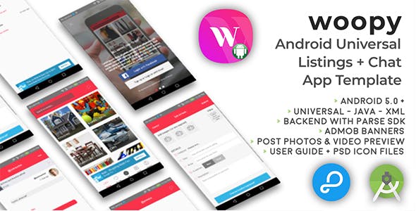 woopy – Android Universal Listings + Chat App Template