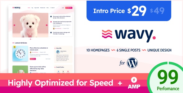 Wavy – Modern  Lightweight Blog for WordPress