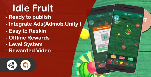 Idle Fruit – Clicker Game(Unity Complete + Admob + iOS + Android)