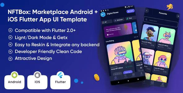 NFTBox: NFT Marketplace Android + iOS Flutter App UI Template