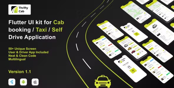 Thrifty Cab! Flutter UI Kit for Cab booking, Taxi and Self Drive Car Renting Application