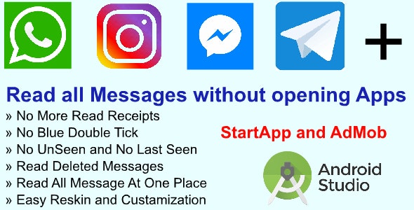 Unseen-Read all Messages without opening Apps for WhatsApp,Instagram,Messenger