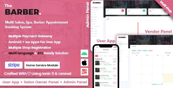 Multi Salon, Spa, Barber Appointment Booking System | Adminpanel | Salon Owner Panel – saas 5.2