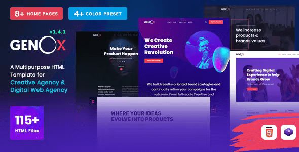 Genox – Creative & Digital Web Agency Multipurpose HTML Template