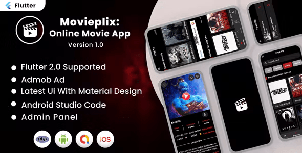 Movieplix – Online Movie & Live TV Full Flutter App | Admin Panel | Admob Ads | 1.0