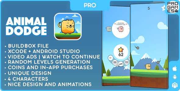 Animal Dodge (PRO) – BUILDBOX CLASSIC – IOS – Android – Reward video