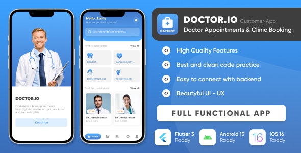 Doctor.io : Book Doctor Appointment, Online Diagnostic, Multi-Vendor App with Admin Panel