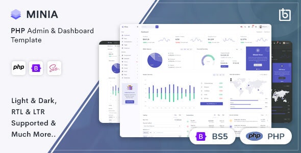 Minia – PHP Admin  Dashboard Template